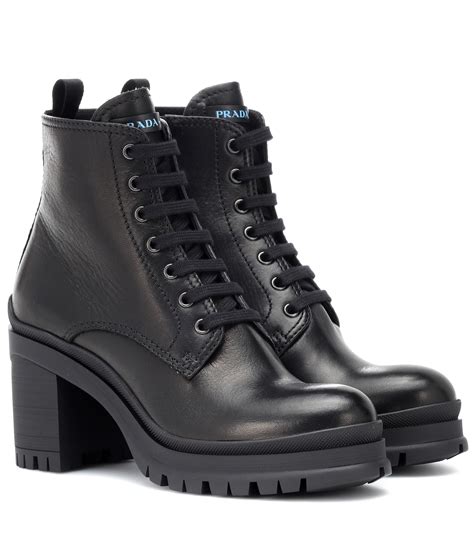 prada women's black leather ankle boots|prada 55 leather ankle boots.